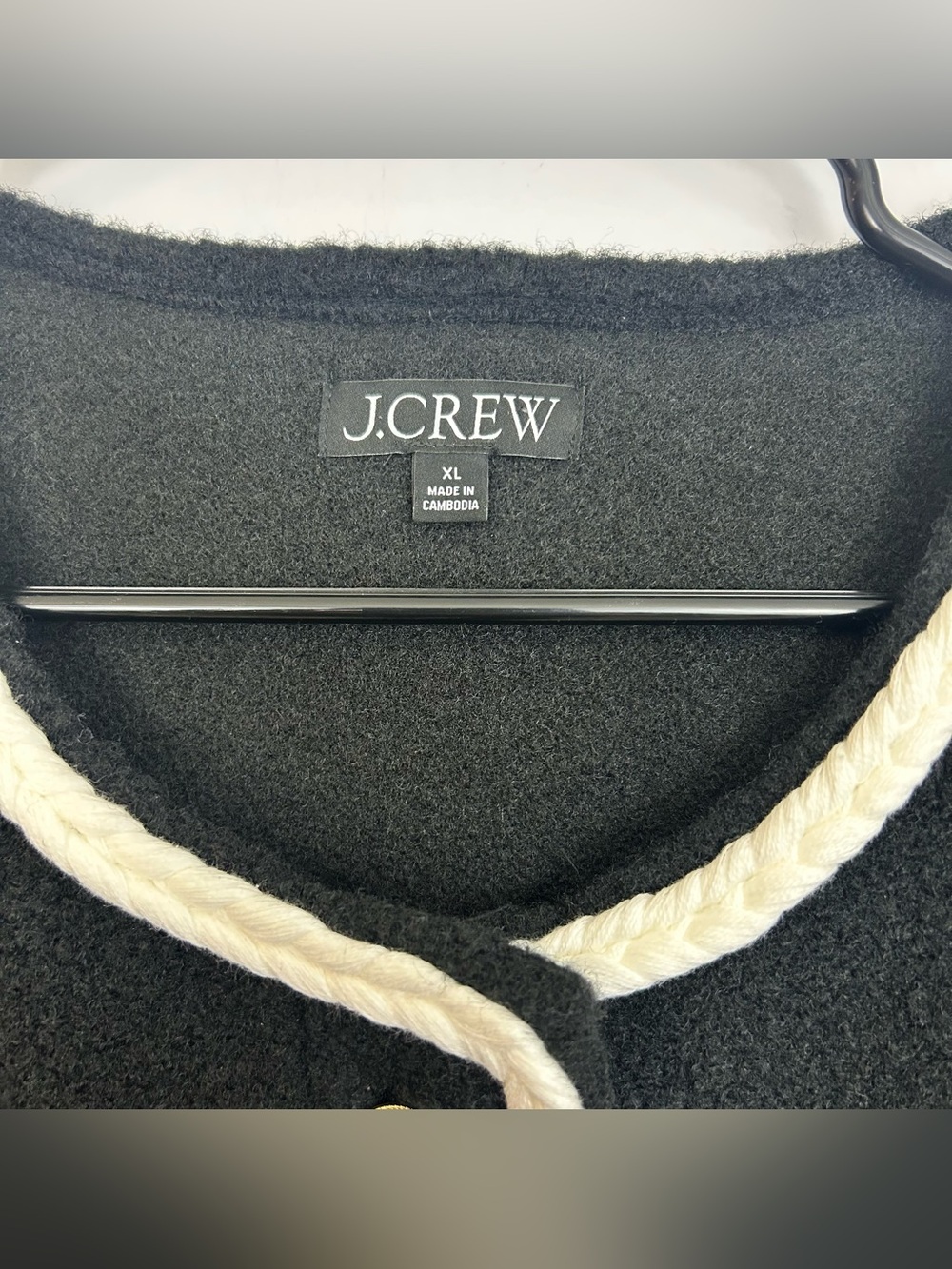 J.Crew Cropped Boucle Yarn Lady Black/White Fleece Boxy Jacket Size Xl - Picture 9 of 14